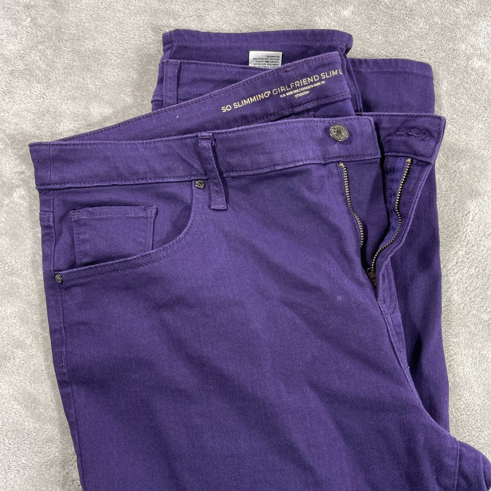 Chico's So Slimming Girlfriend Slim Leg Ankle Pants Women 3R Purple 16 570212914